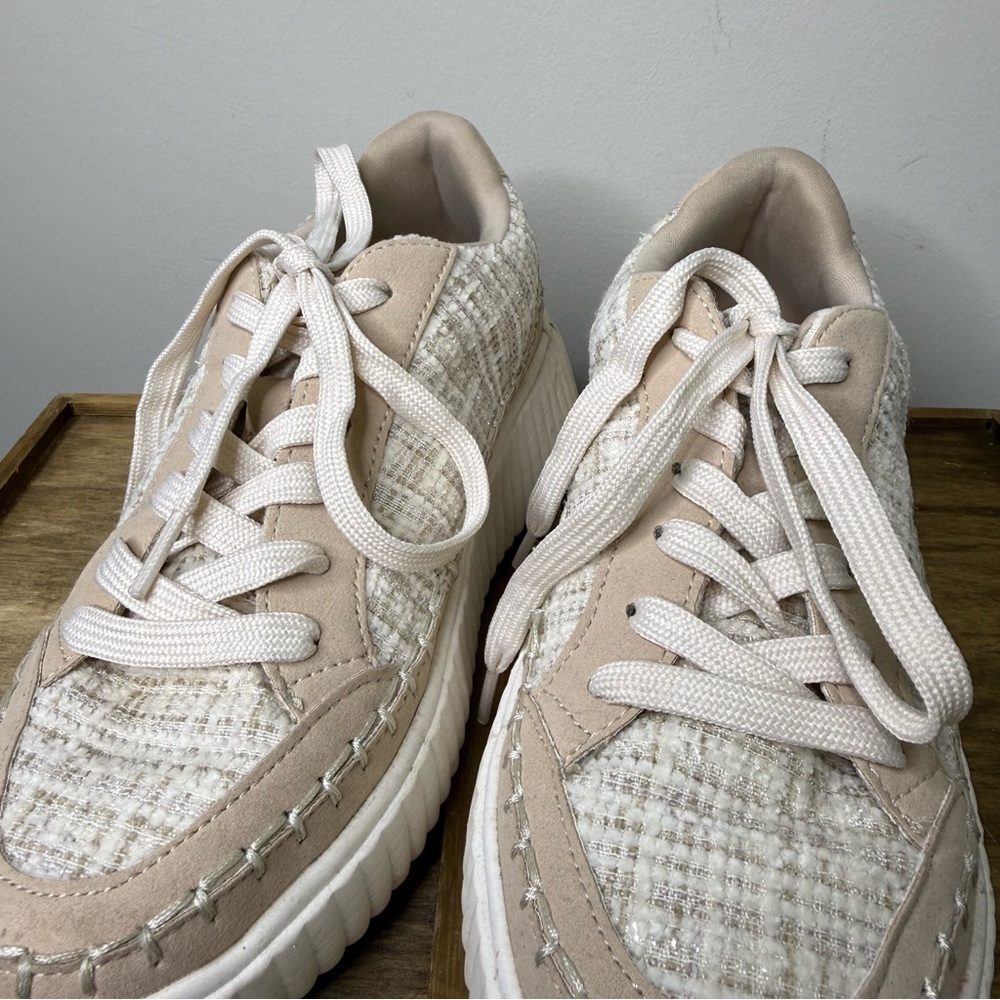 Serra Women's Beige Tweed Sneakers - Picture 7 of 9
